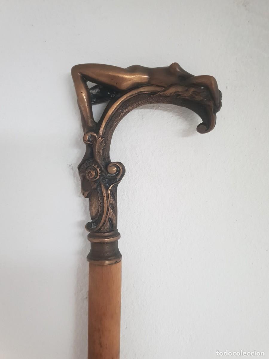 Antiquit&eacute;s: Baston con figura de mujer bronce