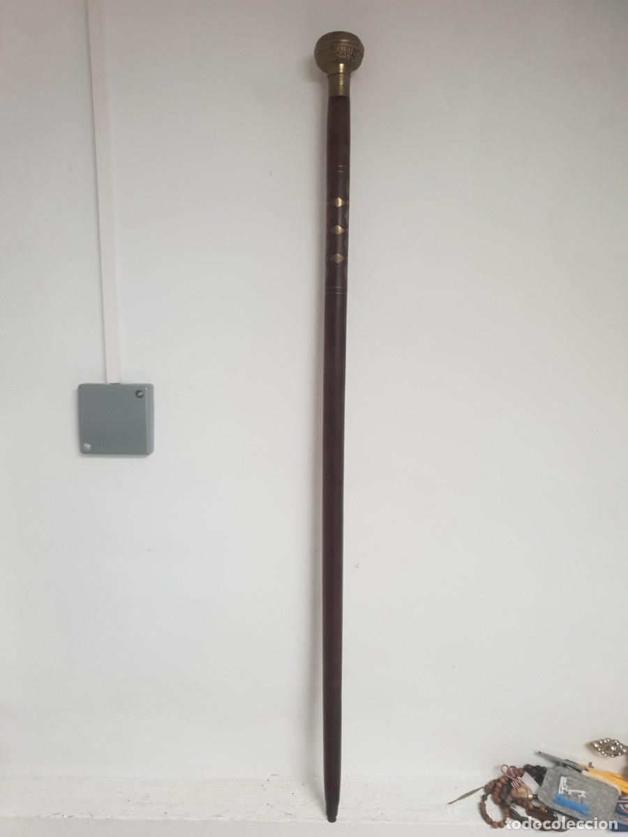 Antig&uuml;edades: Baston madera y metal con incrustaciones - Foto 2