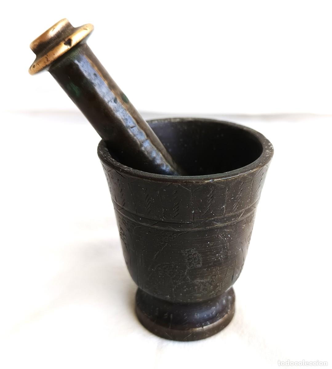 Antig&uuml;edades: Mortero con maza - Bronce dorado - farmacia Francia - Antiguo - 1850 - 1900