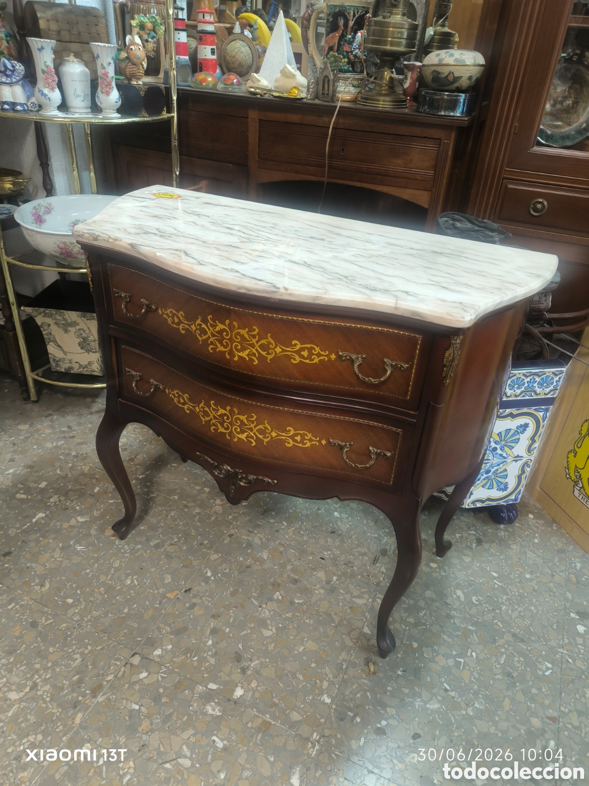 Antig&uuml;edades: C&oacute;moda Luis XV con m&aacute;rmol - Foto 1