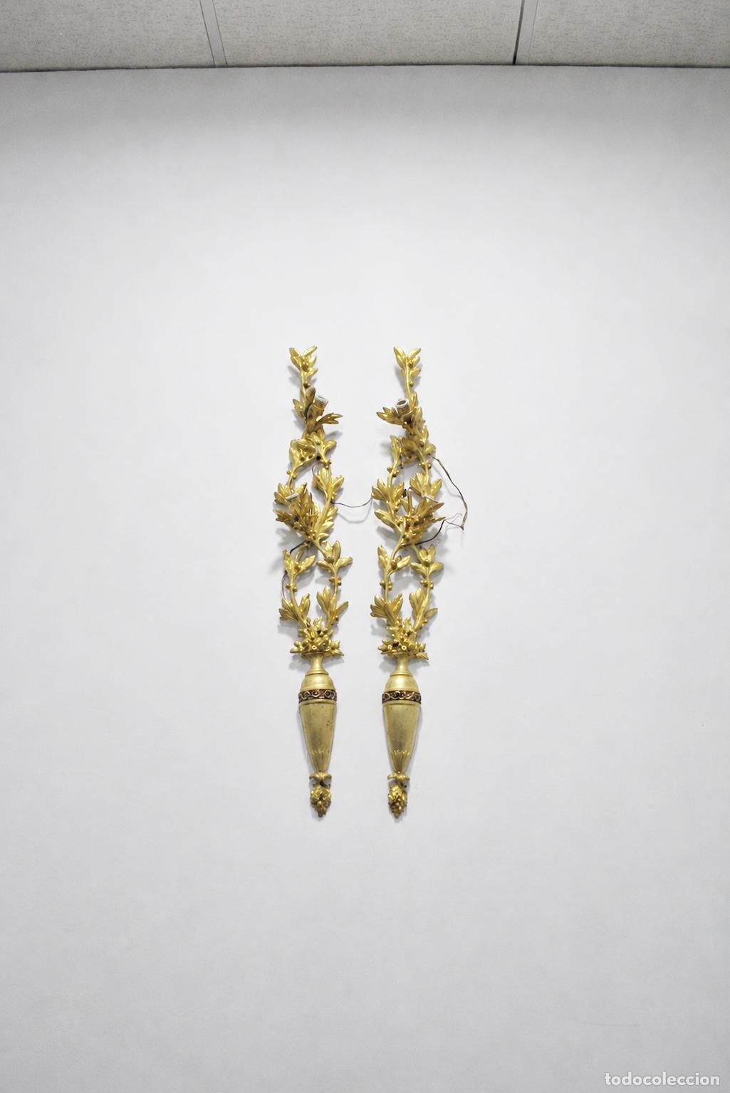 Antig&uuml;edades: Pareja de apliques Imperio bronce