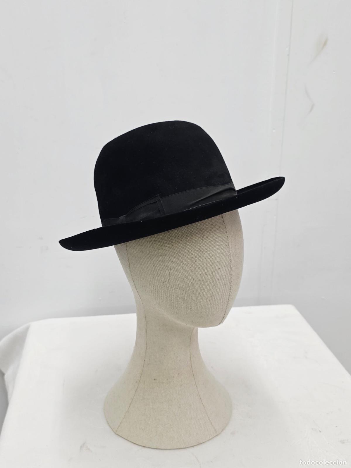 Antig&uuml;edades: Sombrero antiguo de fieltro negro Gran Calidad