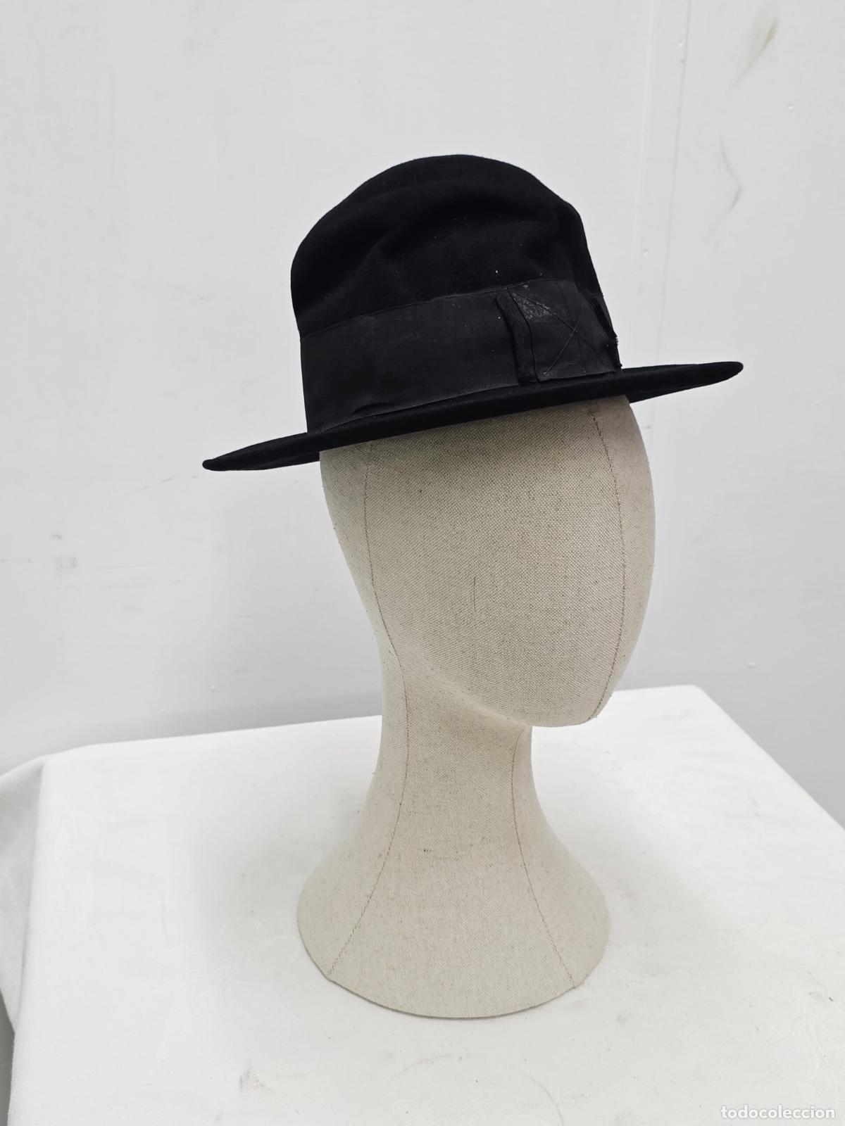 Antig&uuml;edades: Sombrero antiguo de fieltro negro Sans Rival