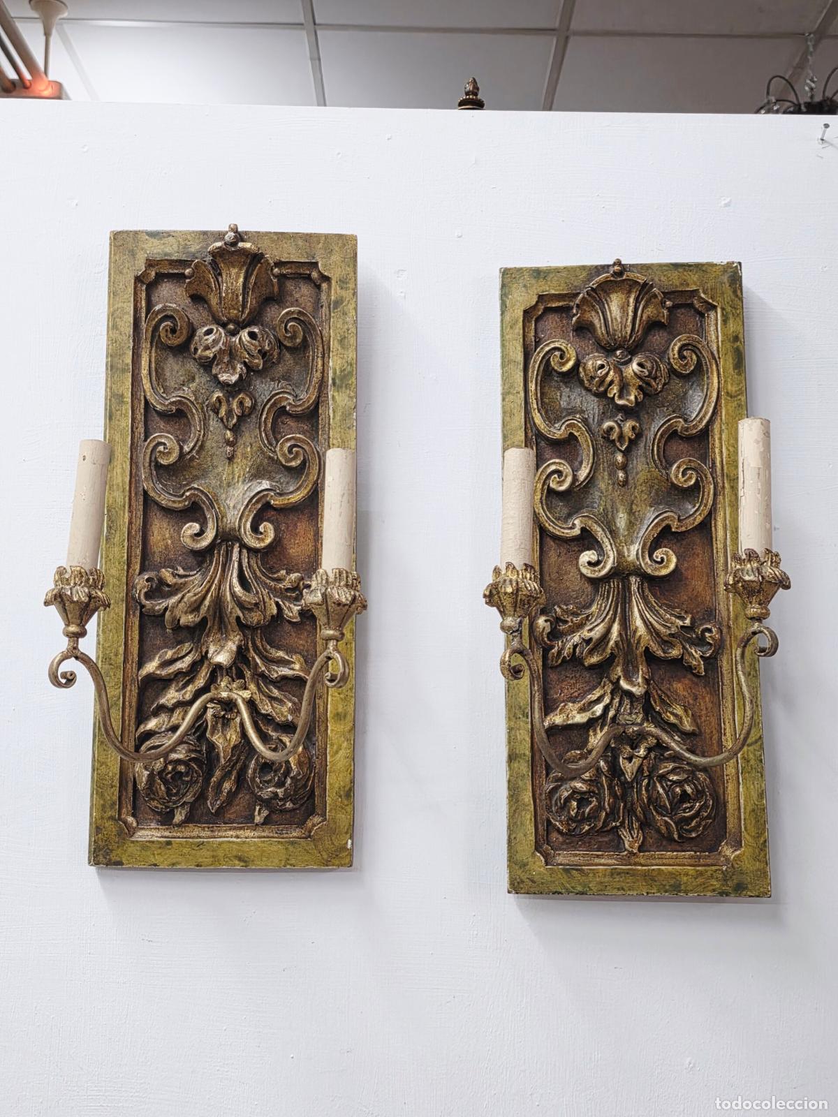 Antig&uuml;edades: Apliques barrocos de pared madera tallada