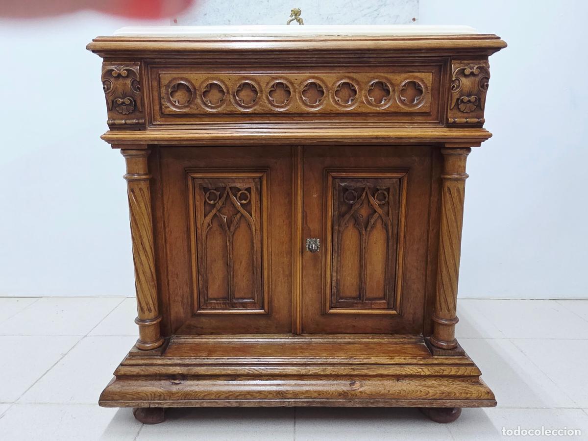 Antig&uuml;edades: Mueble lavabo antiguo con espejo - Foto 9