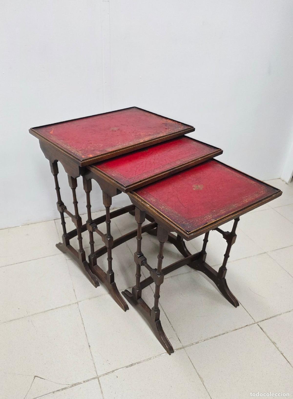 Antiques: Juego de tres mesas nido inglesas