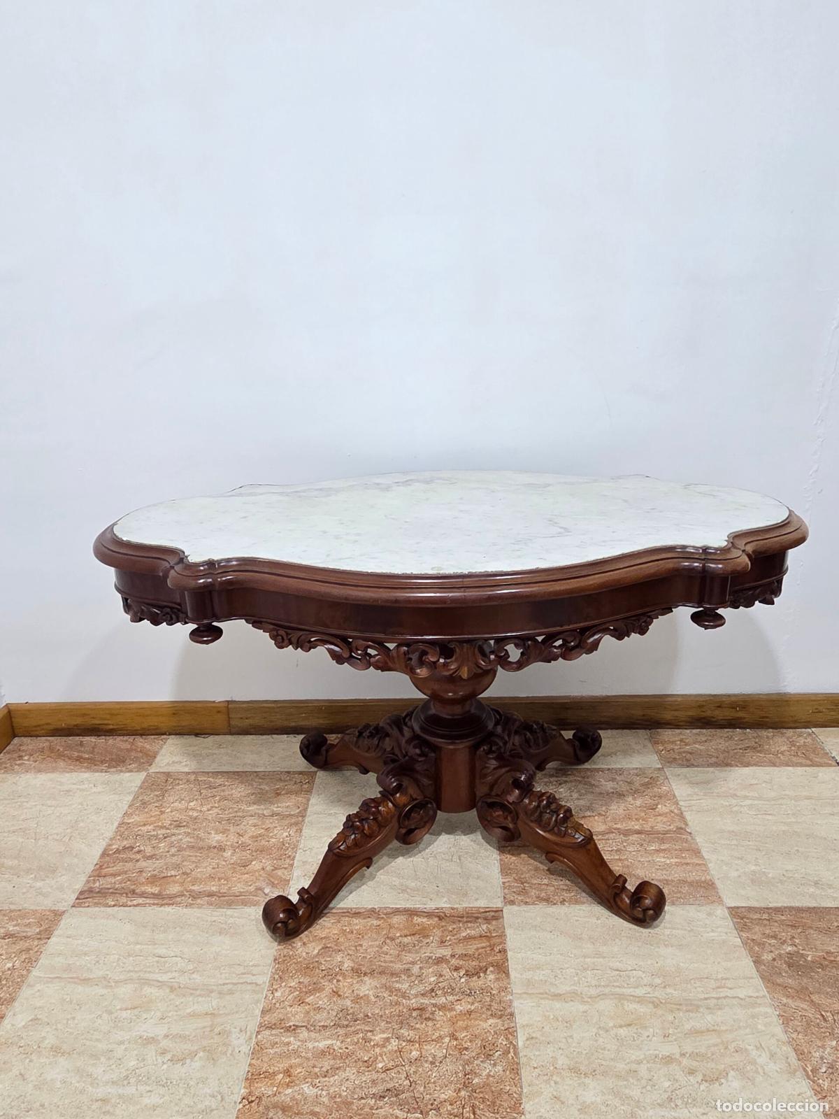 Antiques: Mesa galapago encimera marmol blanco