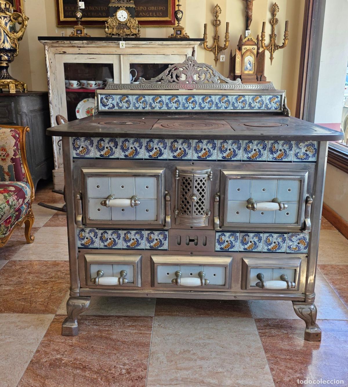 Antig&uuml;edades: Gran cocina hierro fundido y porcelana