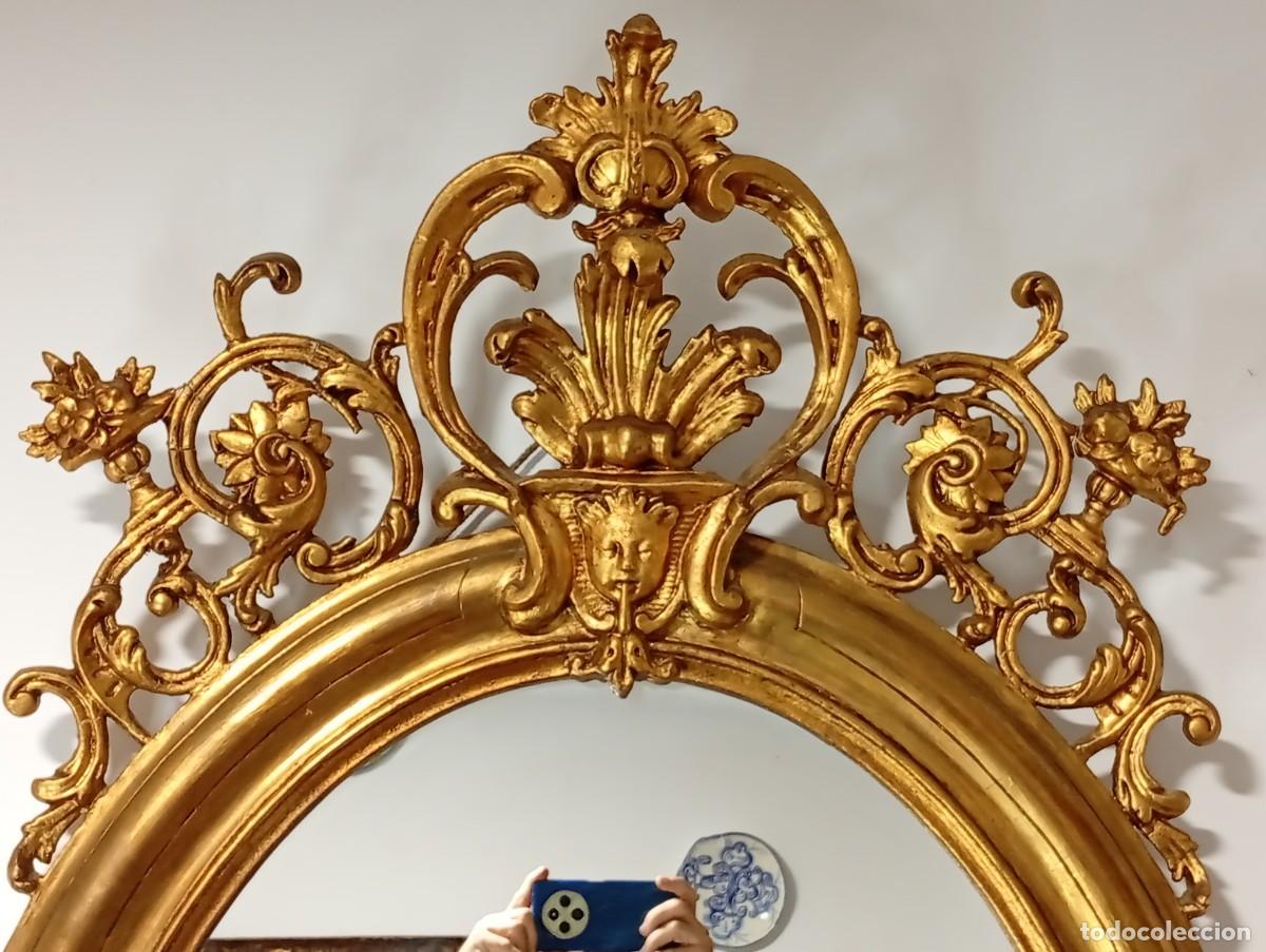 Antig&uuml;edades: ESPEJO DE CORNUCOPIA OVALADO DE ESTILO ROCOC&Oacute; SIGLO XIX - Foto 8
