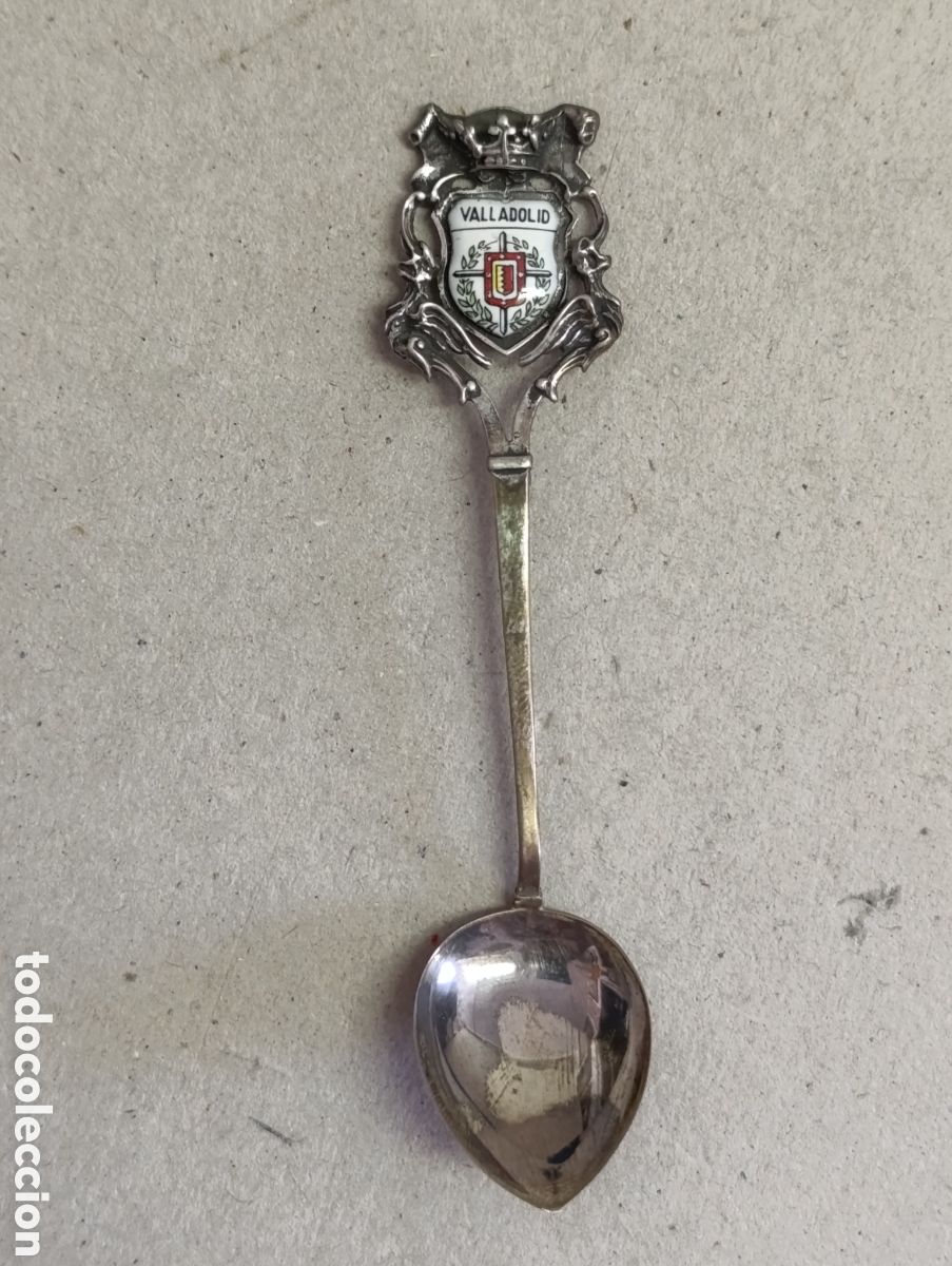 Antig&uuml;edades: CUCHARILLA DE PLATA CON ESMALTE DE VALLADOLID. - Foto 1