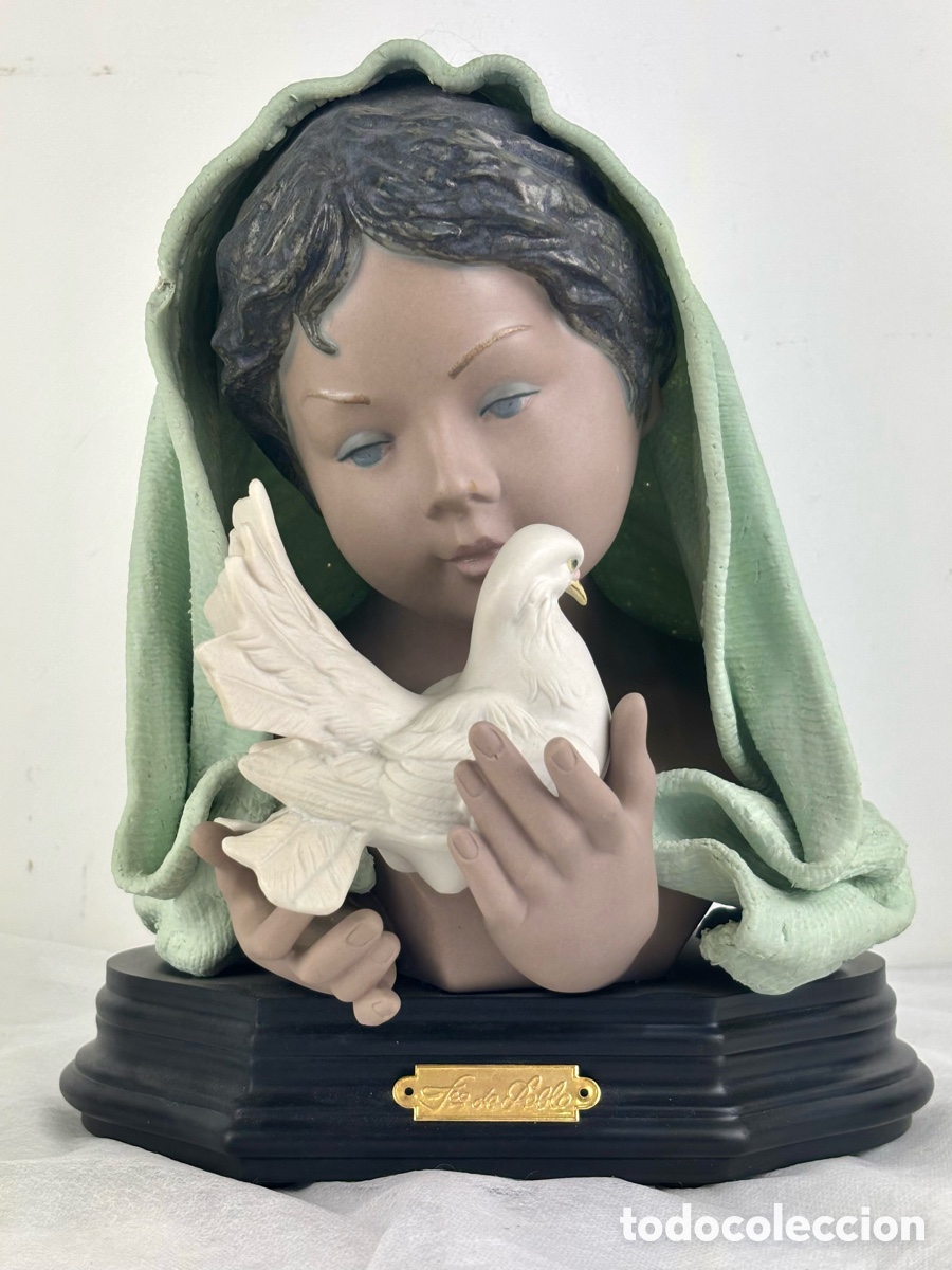 Antiquit&eacute;s: NI&Ntilde;A CON PALOMA &ldquo; FCO DE PABLO&rdquo; - FIGURA DE PORCELANA