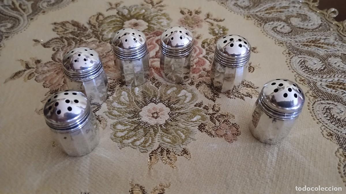 Antig&uuml;edades: set saleros y pimenteros de plata de ley antig&uuml;edad 1900
