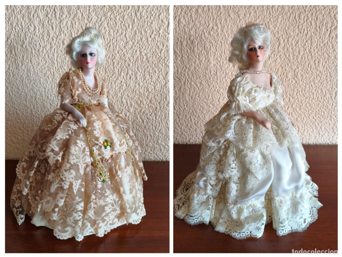 Antig&uuml;edades: Pareja de mu&ntilde;ecas de porcelana l&aacute;mparas a&ntilde;os 20