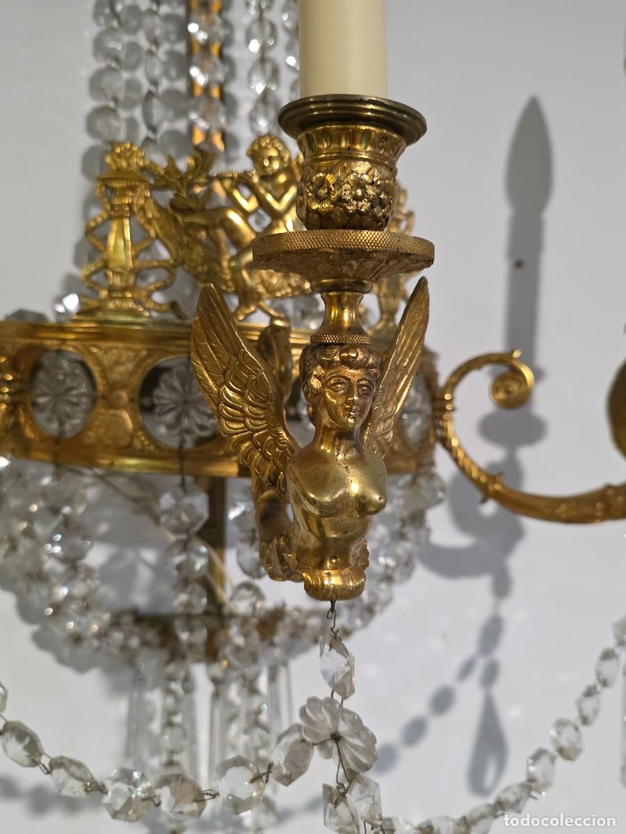 Antig&uuml;edades: Candelabros pared Imperio bronce y cristal - Foto 9