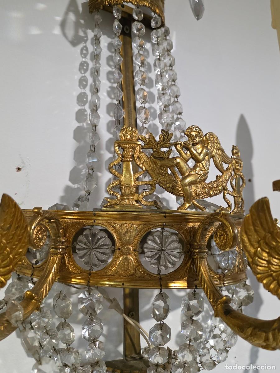 Antig&uuml;edades: Candelabros pared Imperio bronce y cristal - Foto 10