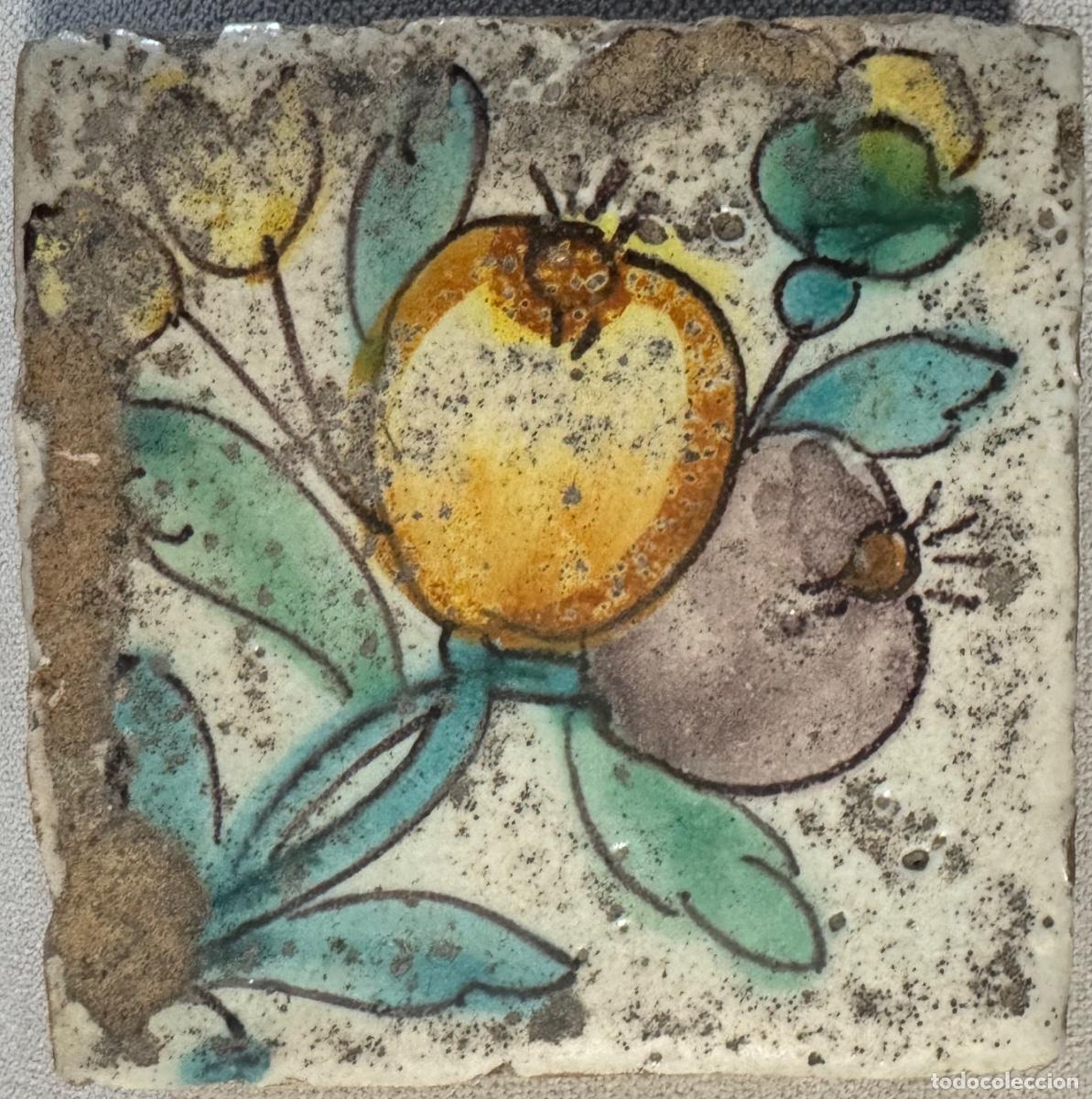 Antig&uuml;edades: AZULEJO BARROCO DE CER&Aacute;MICA VALENCIANA - LA POMETA - MOTIVOS VEGETALES Y FRUTOS - SIGLO XVIII