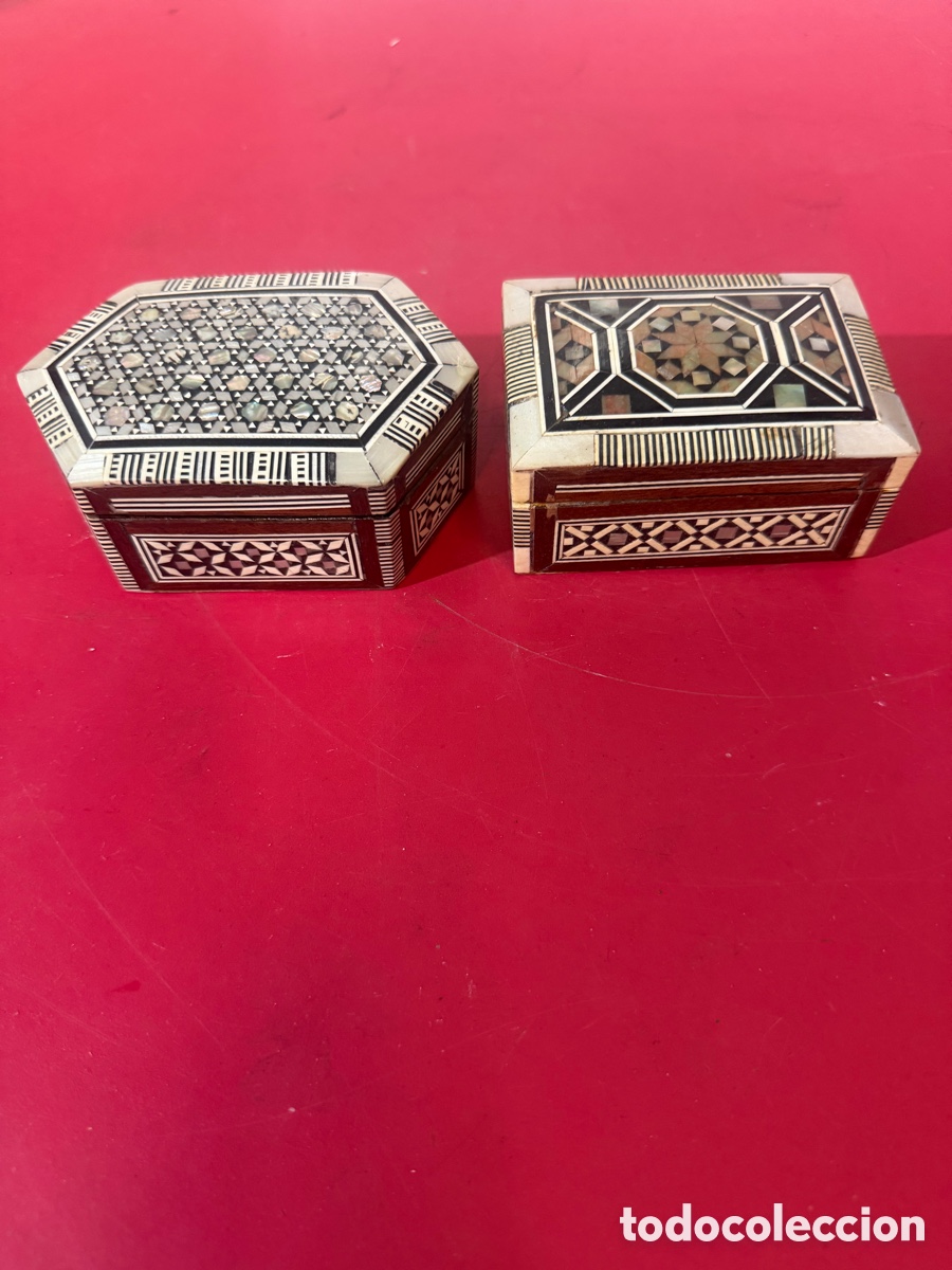 Antig&uuml;edades: Lote 2 Cajas Joyero Marqueter&iacute;a &Aacute;rabe