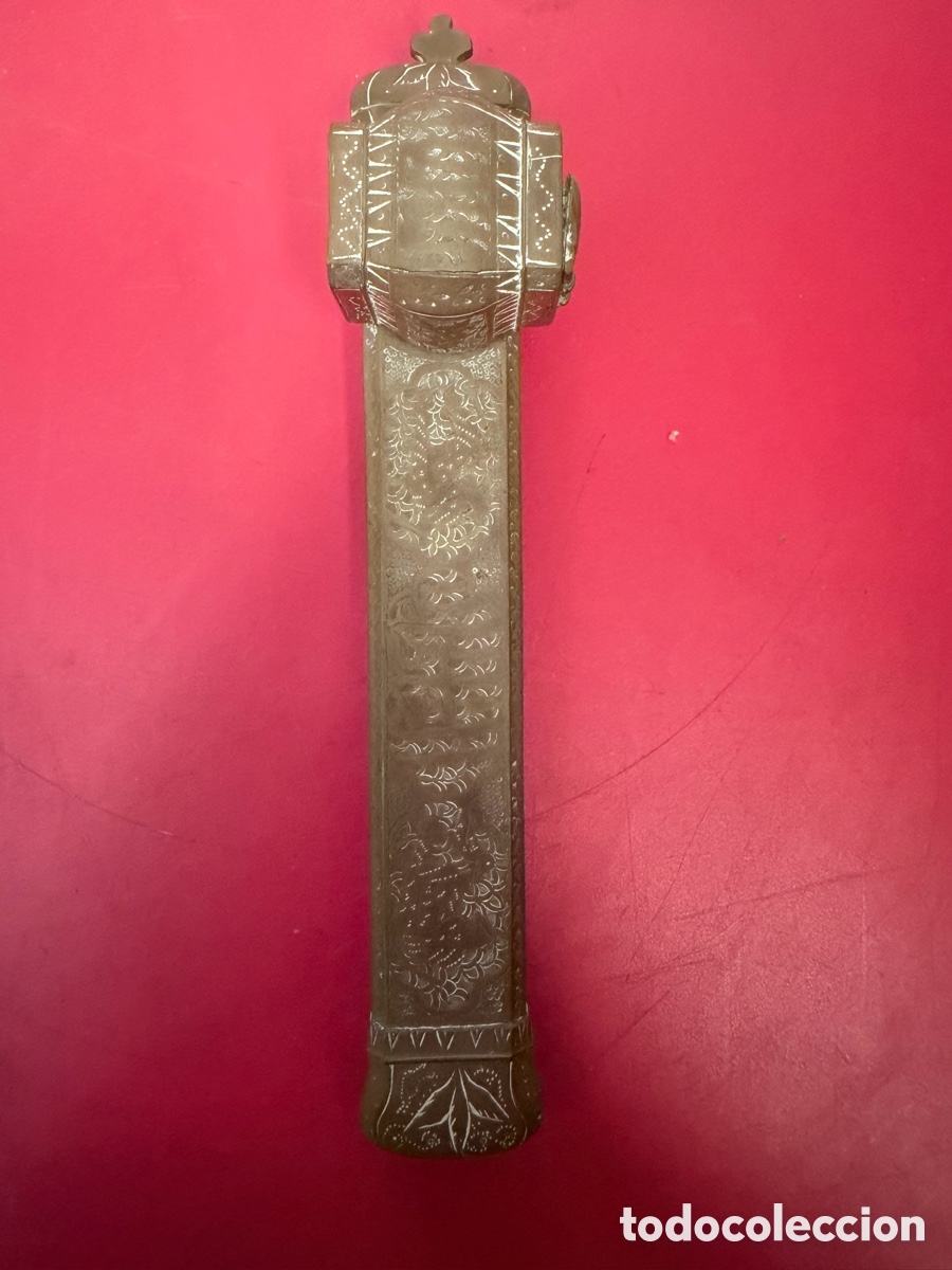 Antig&uuml;edades: Tintero antiguo bronce/lat&oacute;n grabado - Foto 3