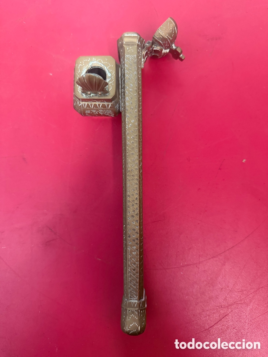 Antig&uuml;edades: Tintero antiguo bronce/lat&oacute;n grabado - Foto 1