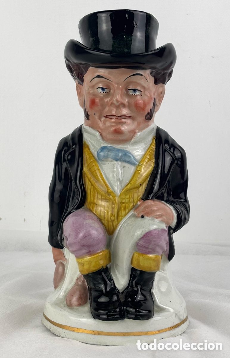 Antig&uuml;edades: JARRA TOBY EN PORCELANA DE STAFFORDSHIRE - SIGLO XIX - 25 CM