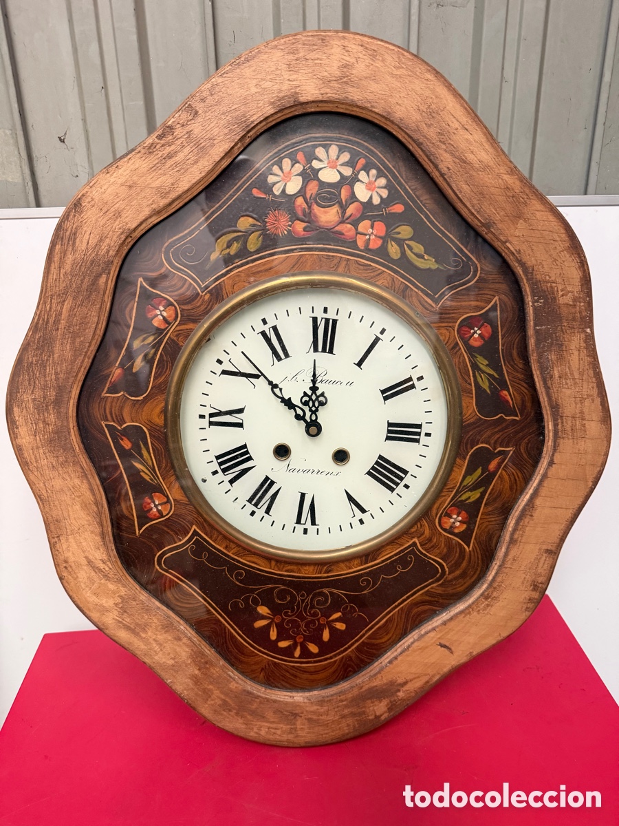 Antig&uuml;edades: Reloj de pared J.L. Baucau Navarrenx antiguo