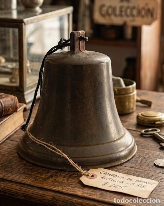 Antig&uuml;edades: Campana antigua en bronce fundido