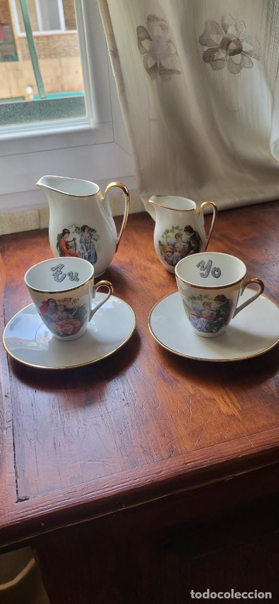 Antig&uuml;edades: Juego Caf&eacute; &rdquo;T&uacute; y yo&rdquo; Vintage Rom&aacute;ntico | Escenas Galantes | Regalo Parejas