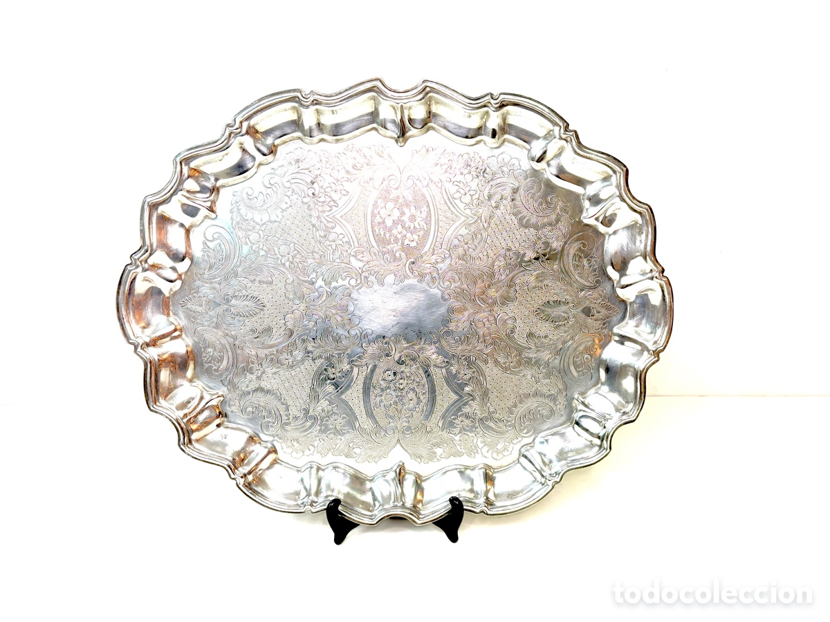 Antig&uuml;edades: Bandeja de plata inglesa Damasque by Falstaff Inglaterra 1950&rsquo;s