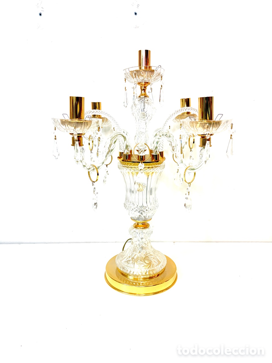 Antig&uuml;edades: L&aacute;mpara candelabro Renoir en cristal de Bohemia y ba&ntilde;o de oro 1960&rsquo;s