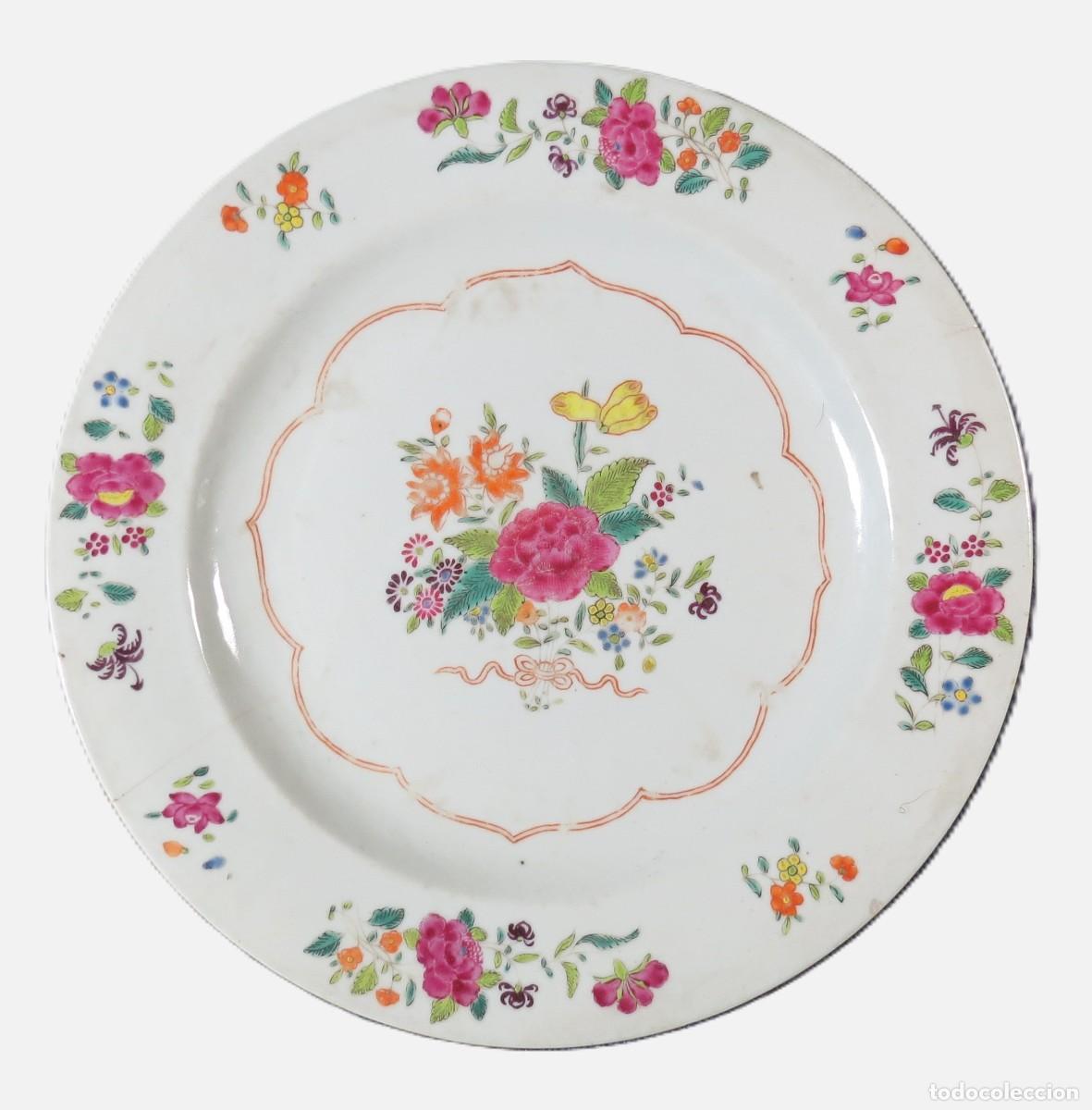 Antiquit&auml;ten: Prato Fam&iacute;lia Rosa Companhia das &Iacute;ndias Porcelana Chinesa Per&iacute;odo Qianlong 1735-1796