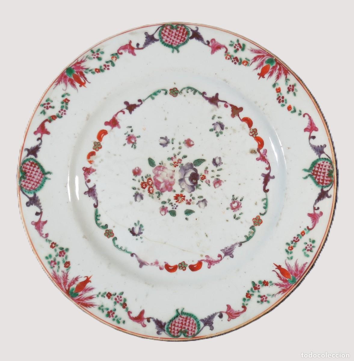 Antiquit&auml;ten: Prato Fam&iacute;lia Rosa Companhia das &Iacute;ndias Porcelana Chinesa Per&iacute;odo Qianlong 1735-1796