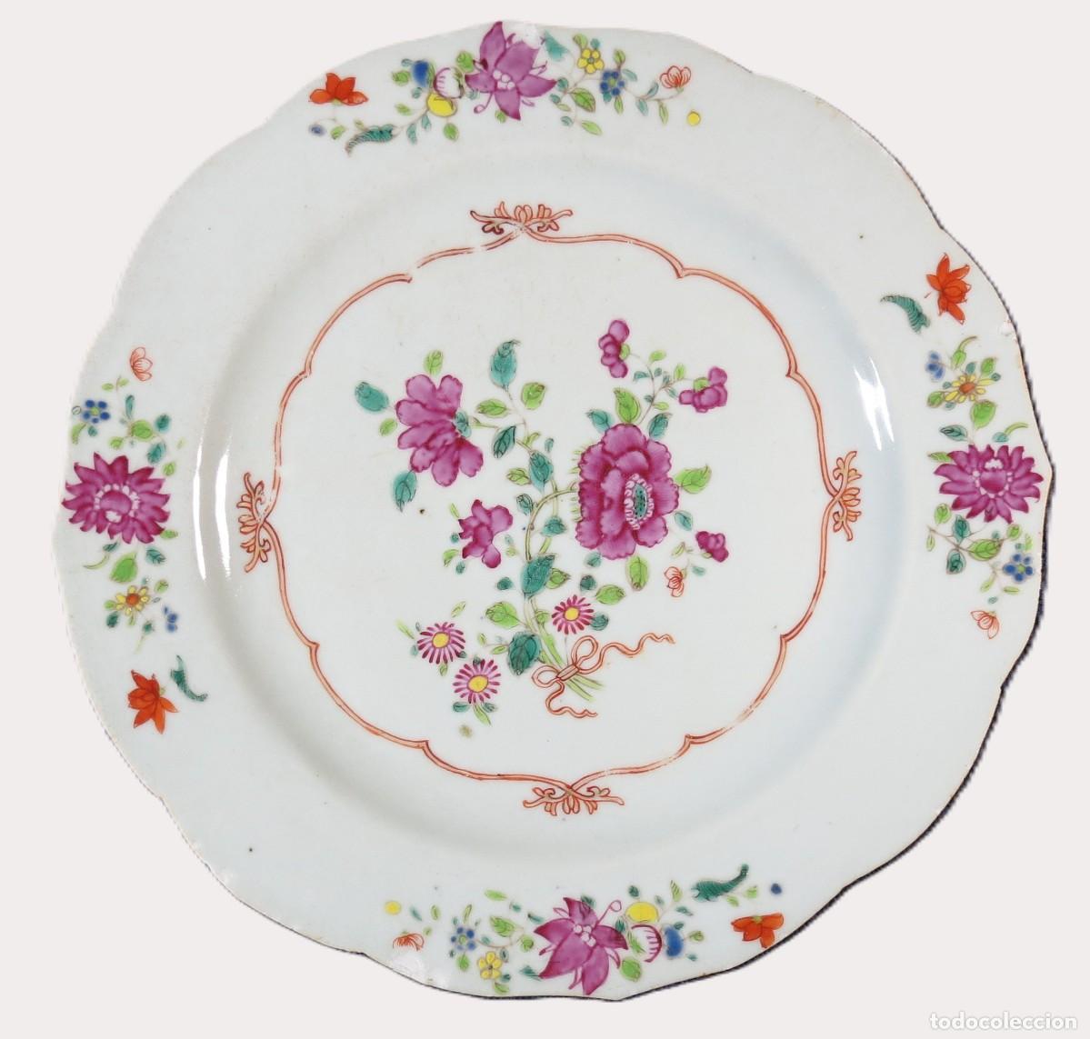 Antiquit&auml;ten: Prato Fam&iacute;lia Rosa Companhia das &Iacute;ndias Porcelana Chinesa Per&iacute;odo Qianlong 1735-1796