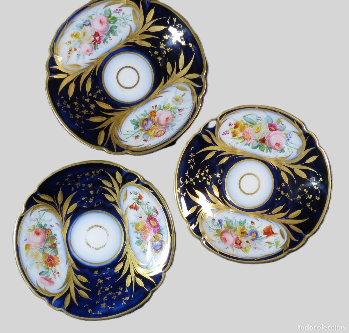 Antiquit&eacute;s: Tr&ecirc;s Pratos Porcelana Sevres Periodo S&eacute;culo XX Di&acirc;metro 14cm