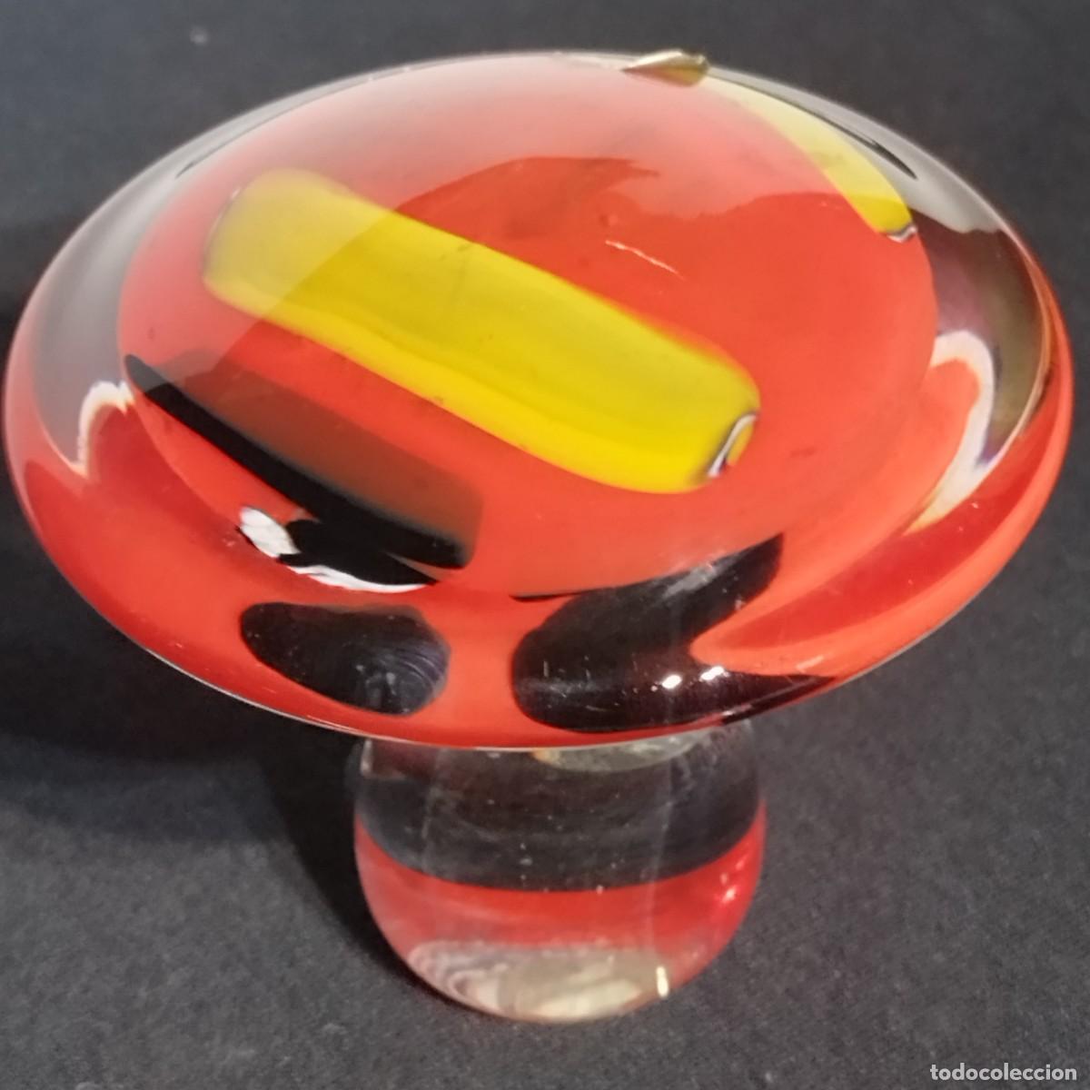 Antig&uuml;edades: FIGURA SETA DE DISE&Ntilde;O CRISTAL ROJIZO Y MOSTAZA - GLASSBLOWERS MTARFA MALTA CON FIRMA