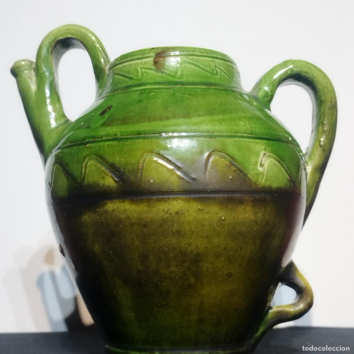 Antig&uuml;edades: BOTIJO BARRO / CERAMICA VERDE - DOLL DE CADAQUES -