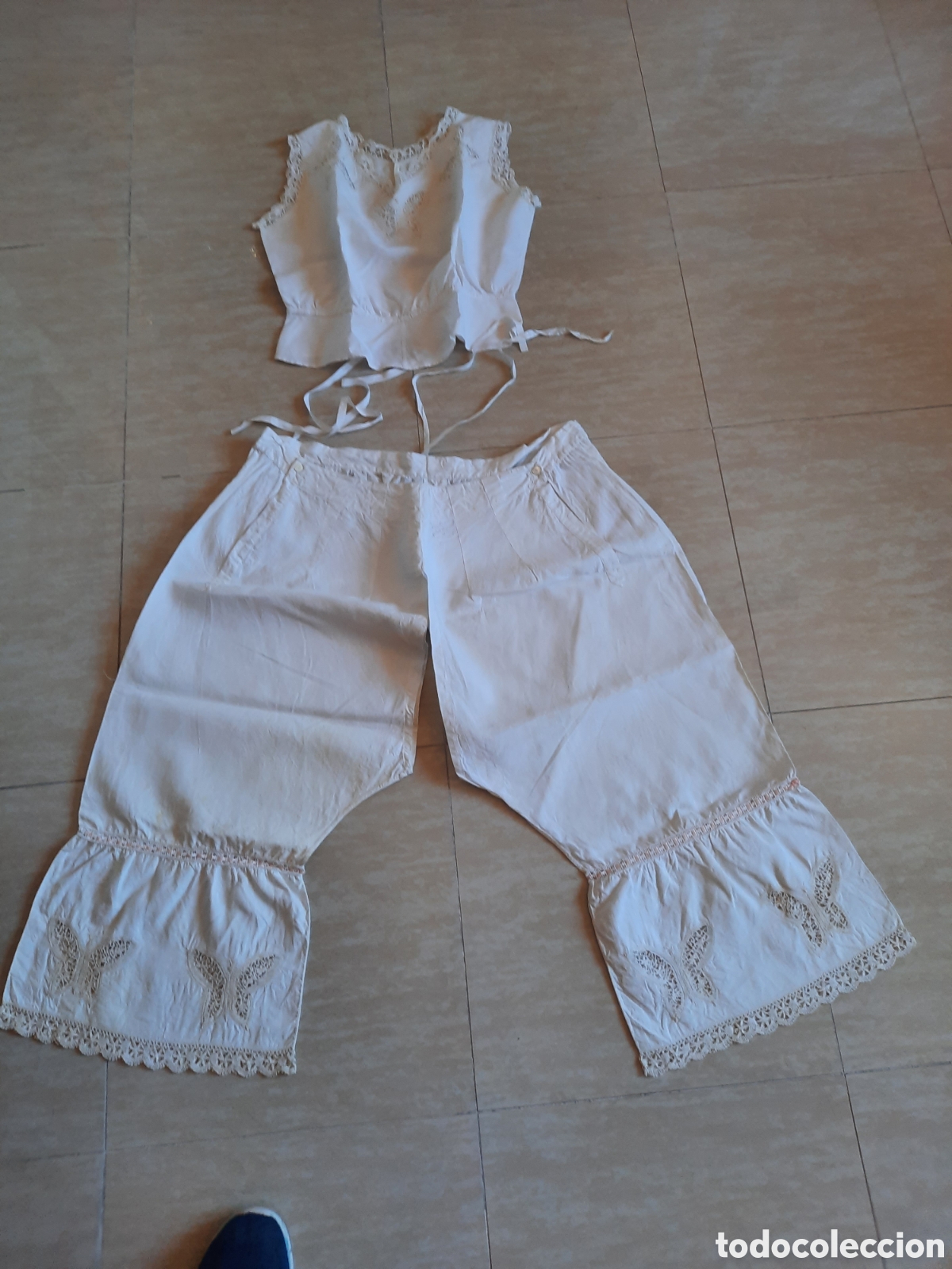 Antig&uuml;edades: Antiguo conjunto camisa y pololo de hilo