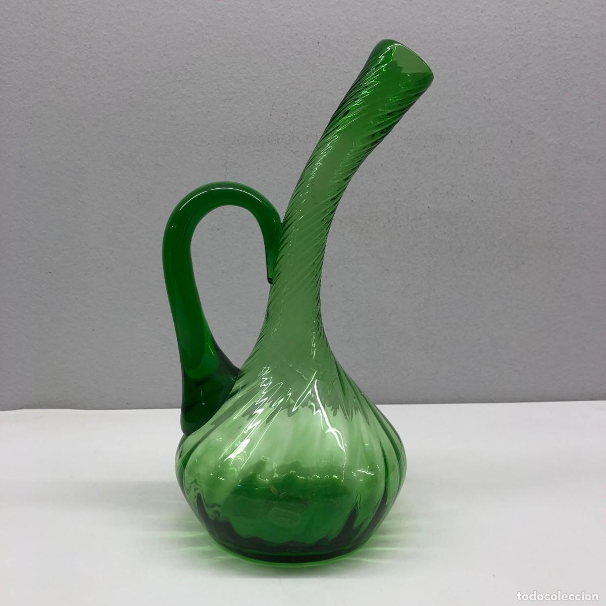 Antig&uuml;edades: JARRON DE CRISTAL SOPLADO - CRISTAL MALLORQU&Iacute;N - VERDE - 33 X 16 X 15 CM - S. XIX-XX