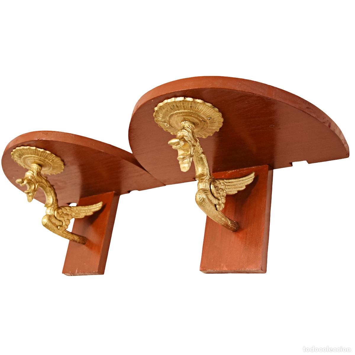 Antig&uuml;edades: Repisas / m&eacute;nsulas de pared de madera y bronce - Drag&oacute;n - Foto 4