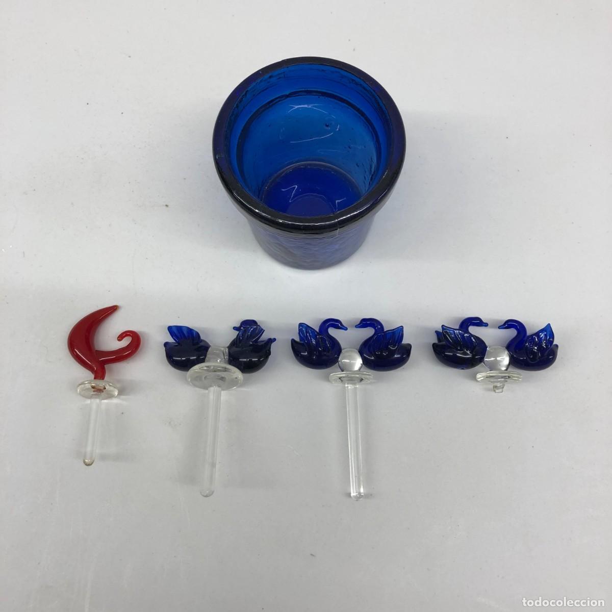 Antig&uuml;edades: PRECIOSO CONJUNTO DE 4 TAPONES PARA FRASCOS DE PERFUME - S. XIX-XX - CRISTAL DE MURANO - VER FOTOS