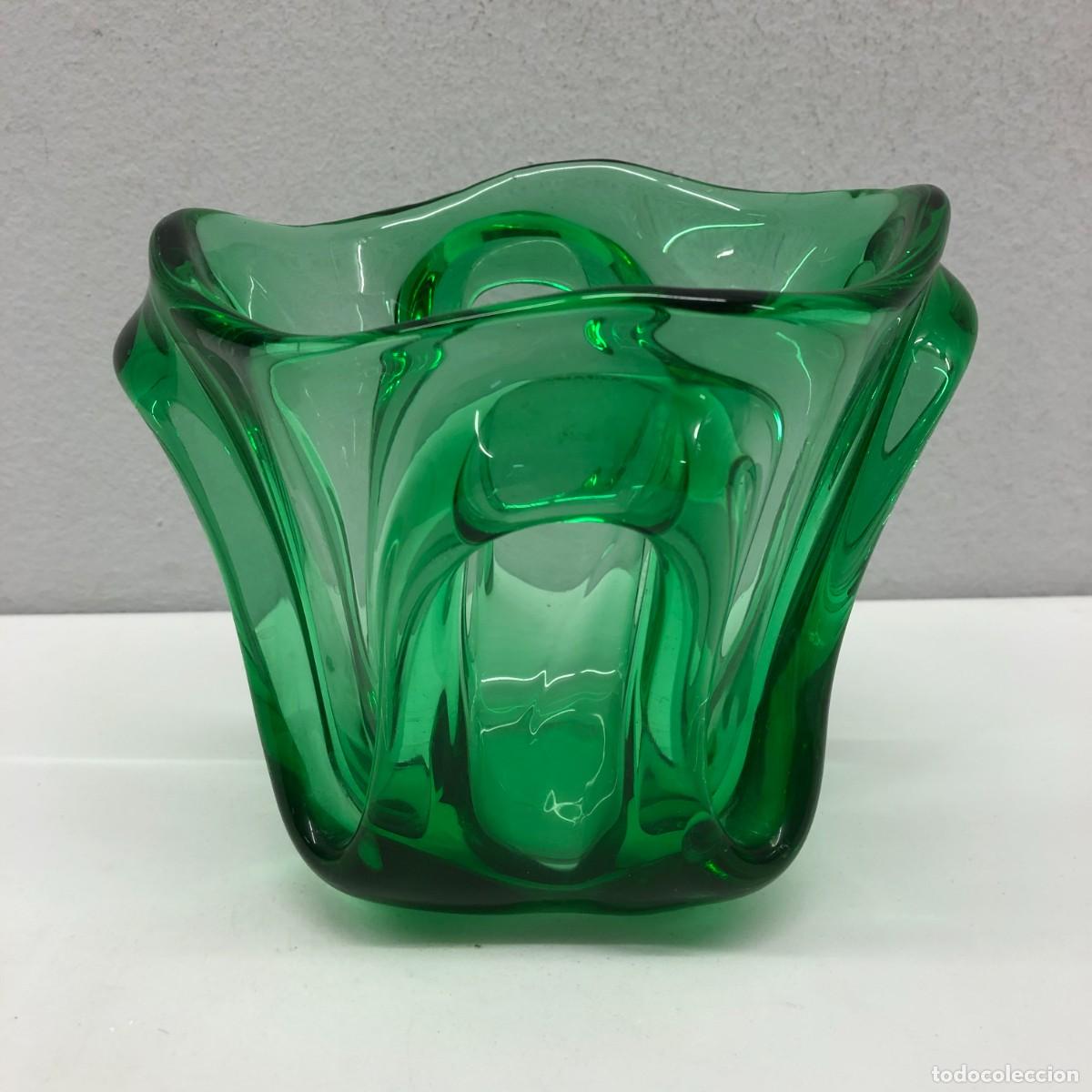 Antig&uuml;edades: JARRON DE CRISTAL DE MURANO - CENTRO DE MESA - ITALIANO - DISE&Ntilde;O - 19 X 17 X 16 CM - RARO