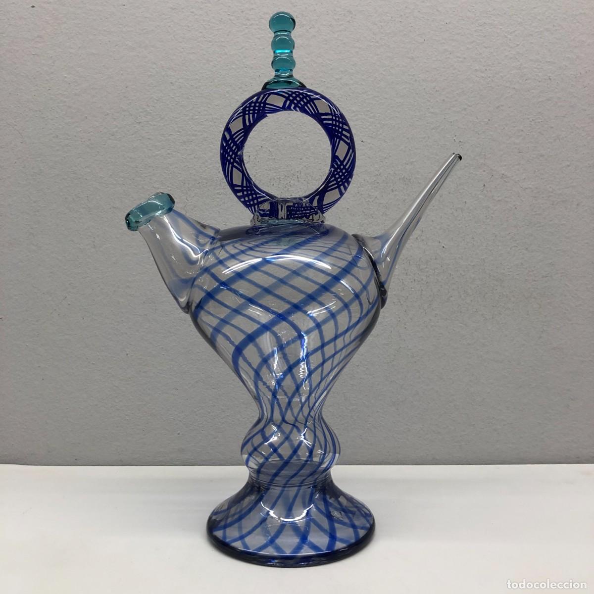 Antig&uuml;edades: PRECIOSO BOTIJO DE CRISTAL DE MALLORQU&Iacute;N - SOPLADO - 40 X 26 X 16 CM - CRISTAL DE COLORES - DISE&Ntilde;O