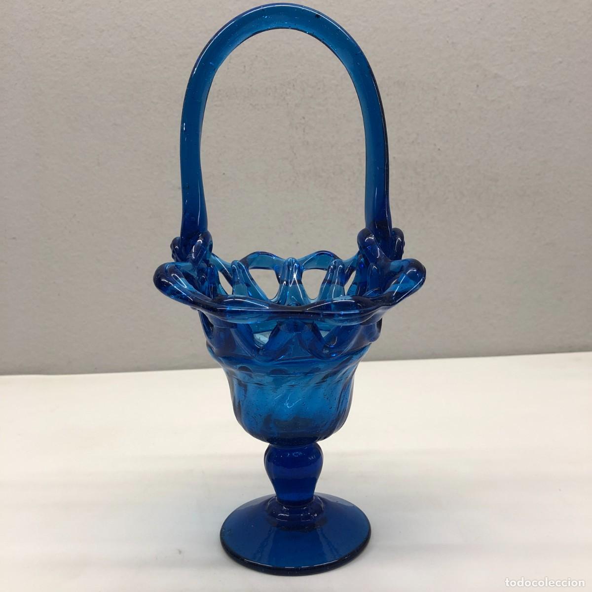 Antig&uuml;edades: PRECIOSO CENTRO DE MESA DE CRISTAL MALLORQU&Iacute;N SOPLADO A MANO - S. XIX-XX - 28 X 16 X 12 CM