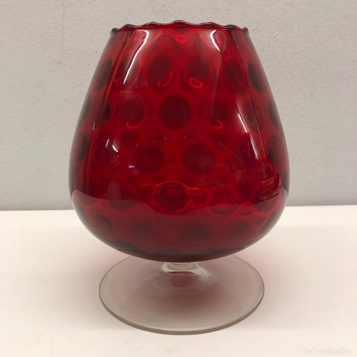 Antiguidades: PRECIOSA COPA - CENTRO DE MESA DE CRISTAL DE MURANO - ROJO - 21 X 18 X 18 CM - PIEZA DE DISE&Ntilde;O