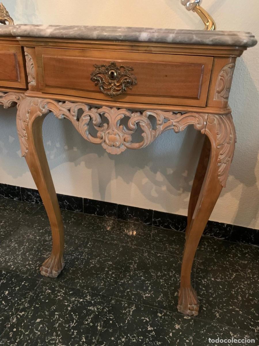 Antig&uuml;edades: Consola estilo Luis XV con m&aacute;rmol - Foto 4