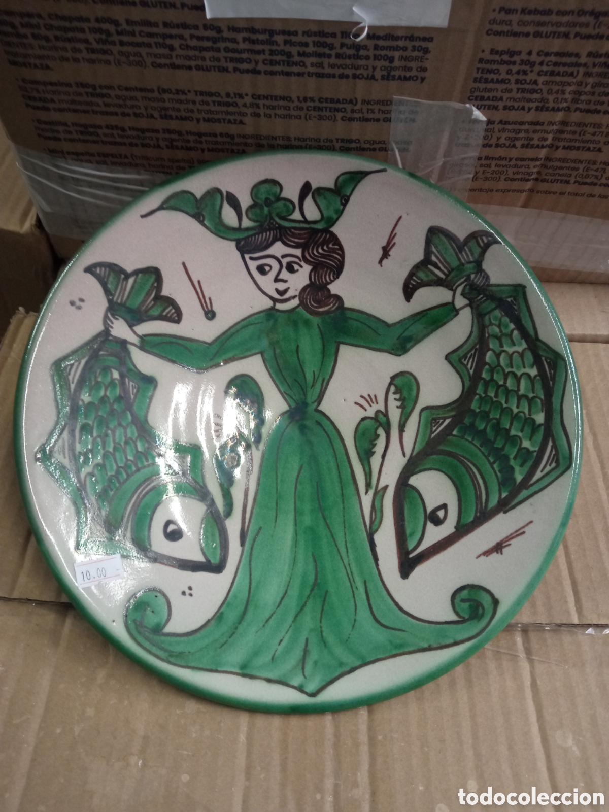 Antiquit&eacute;s: Bonito plato de cer&aacute;mica de Teruel de 28 cm de di&aacute;metro