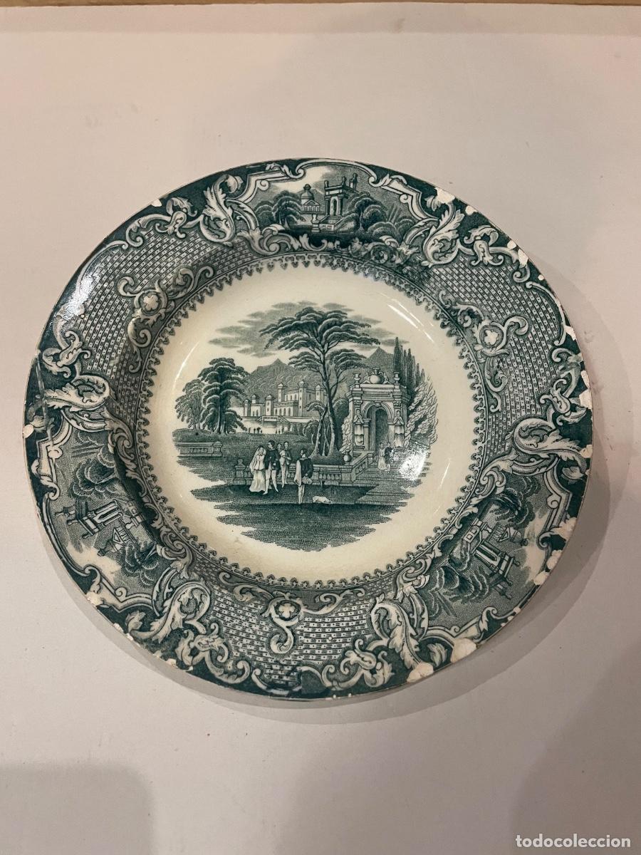 Antig&uuml;edades: ANTIGUO PLATO DE SARGADELOS O PICKMAN - COLOR VERDE , SELLO ESTAMPILLADO EN LA PARTE TRASERA , 24 CM