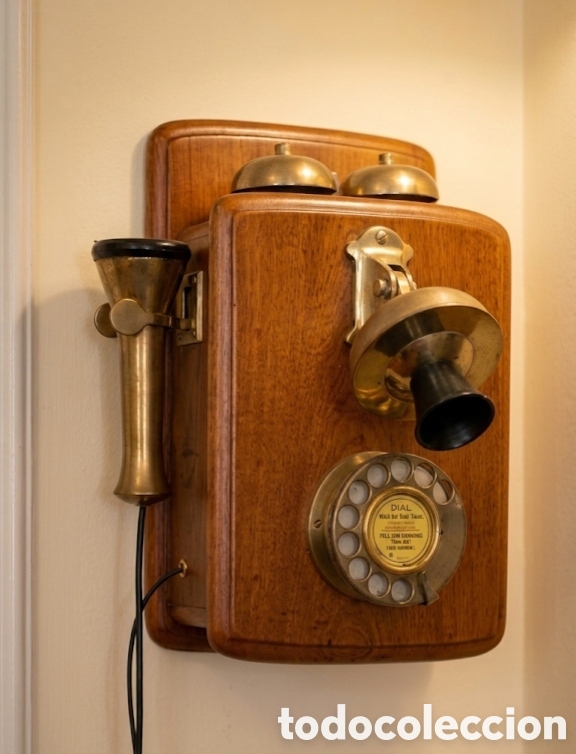Antig&uuml;edades: Antiguo y magn&iacute;fico tel&eacute;fono de pared