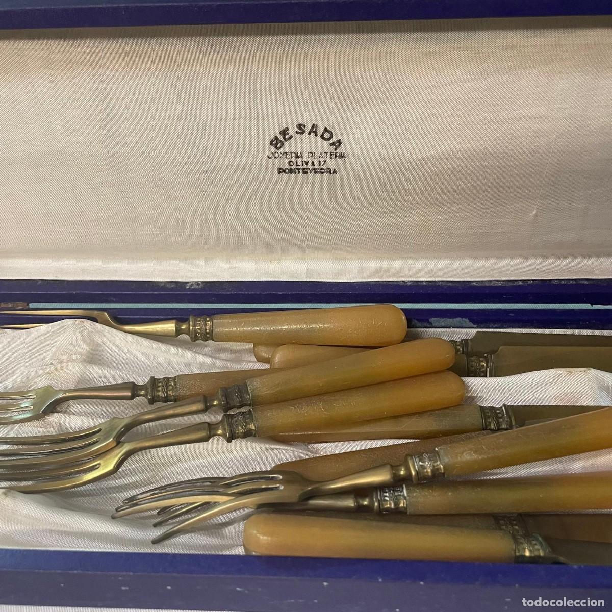 Antiques: Juego de cubiertos de postre para 6 comensales , mediados del siglo XX, Joyer&iacute;a &rdquo;Besada&rdquo;, Pontevedra