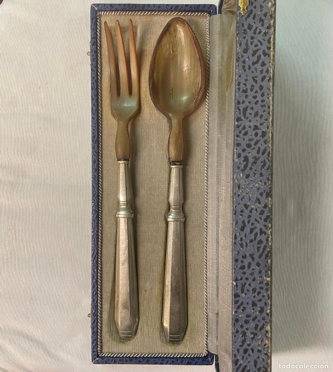 Antiguidades: Cuberter&iacute;a Art D&eacute;co , conjunto de tenedor y cuchara, a&ntilde;os 30