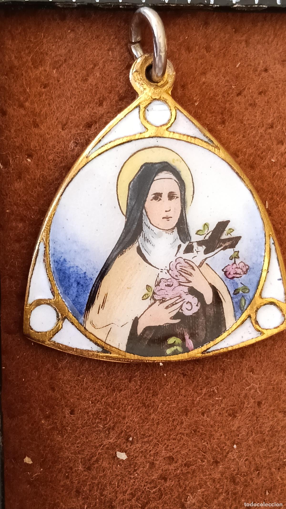Antig&uuml;edades: ANTIGUA MEDALLA RELIGIOSA ESMALTADA VIRGEN MARIA, MINIATURA